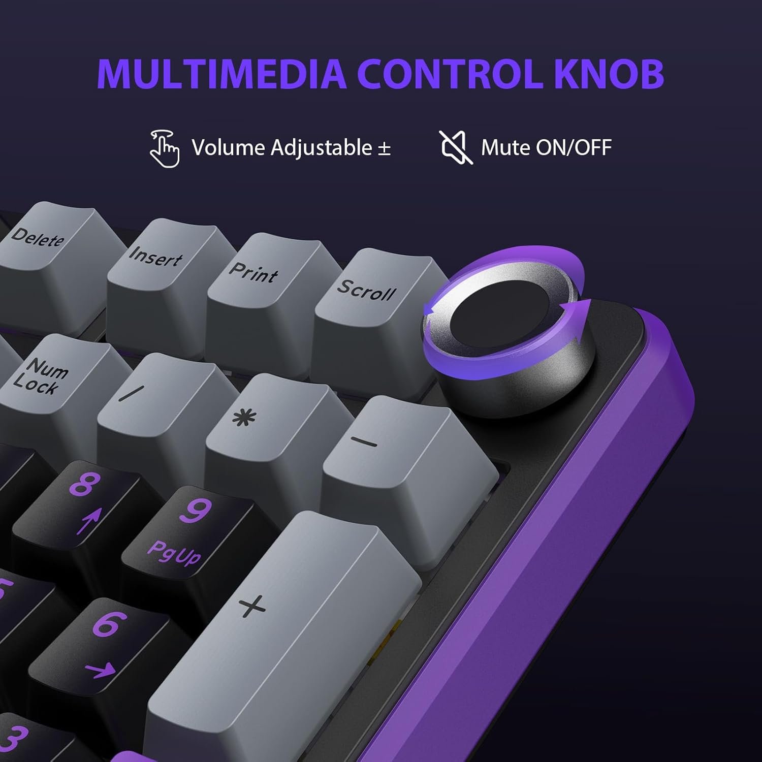 GK01 Wireless Mechanical Keyboard with Knob,101 Keys RGB Creamy Gaming Keyboard,Tri-Mode BT5.0/USB-C/2.4GHz,Pre-lubed Linear Switches,Hot Swappable Custom Computer Keyboards(Megatron Black)