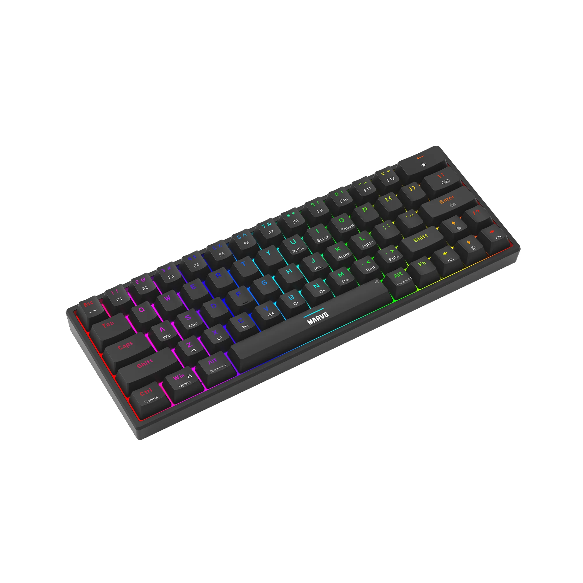 Shop the Marvo KG955W Shogo 63 Mechanical Keyboard in UAE – 63-key tri-mode (wired, 2.4G, Bluetooth) with RGB lighting and hot-swappable switches