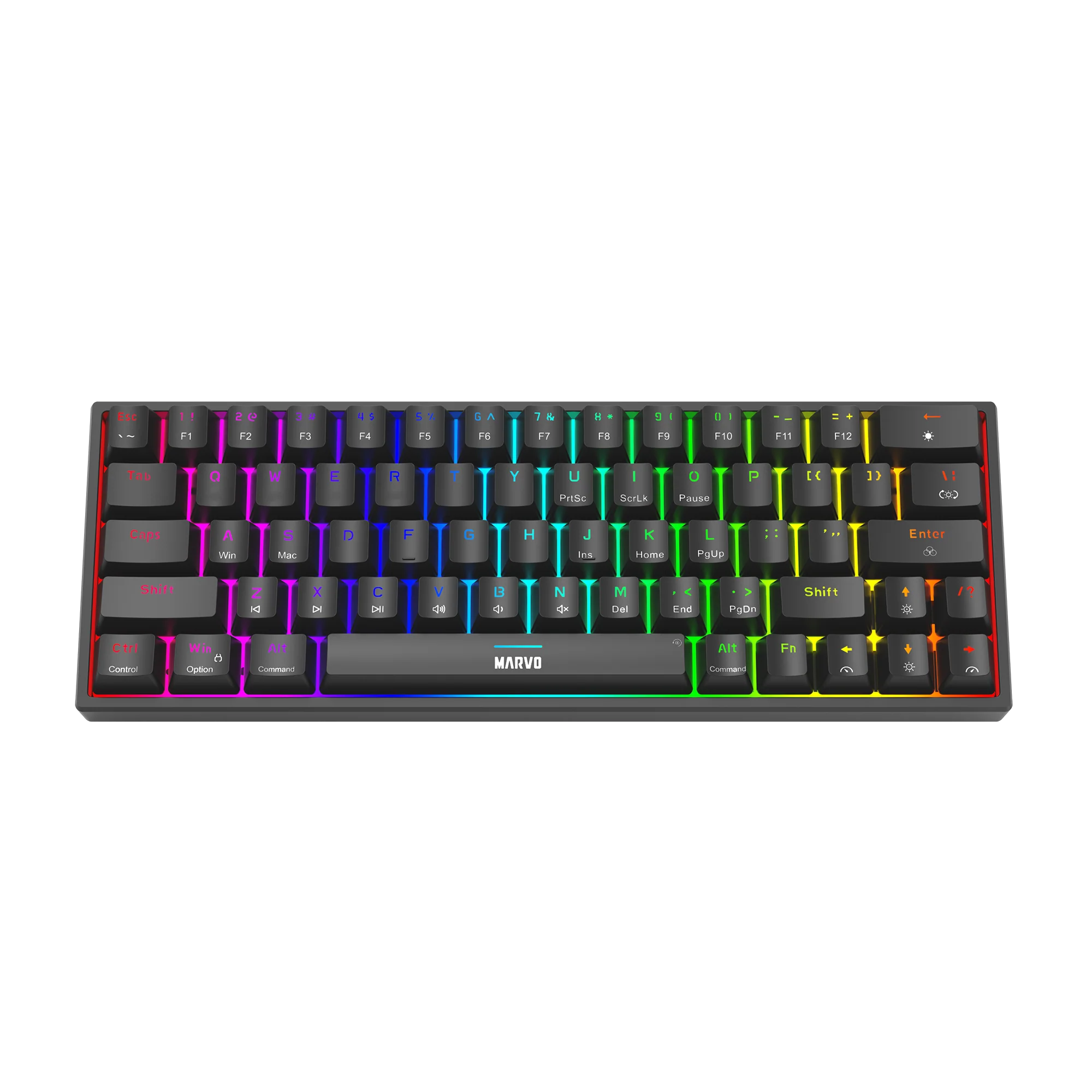 Shop the Marvo KG955W Shogo 63 Mechanical Keyboard in UAE – 63-key tri-mode (wired, 2.4G, Bluetooth) with RGB lighting and hot-swappable switches