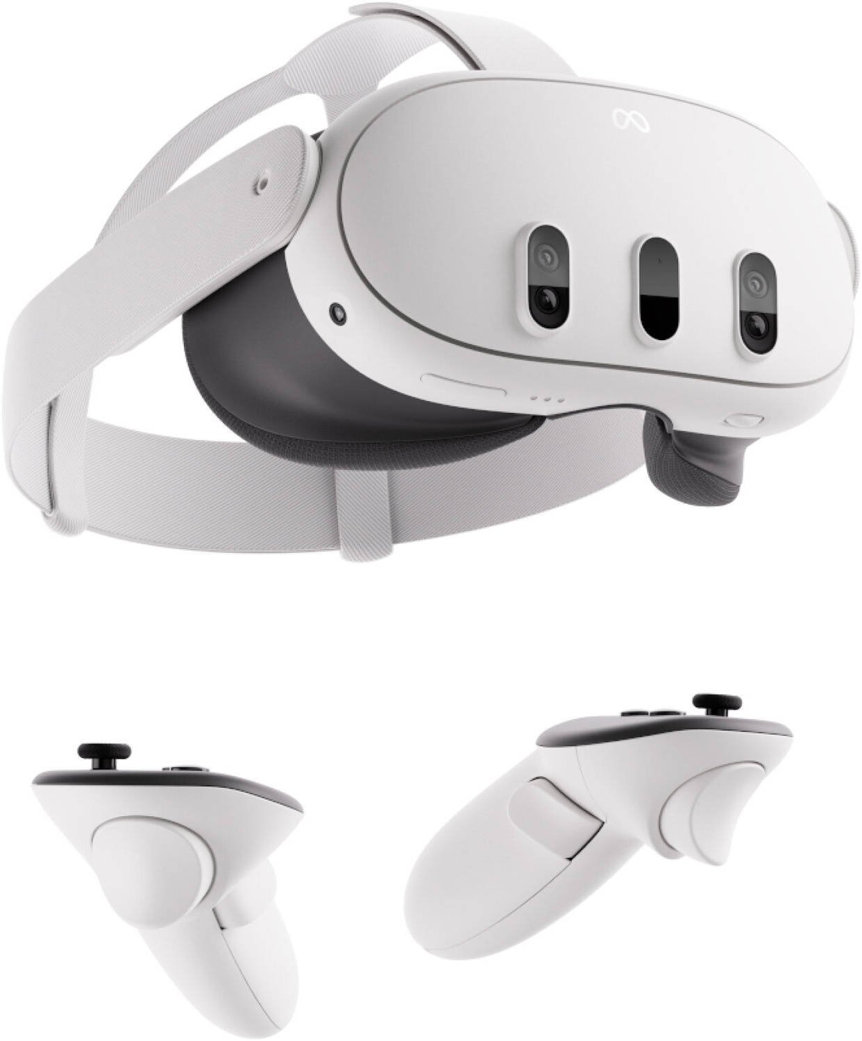 Specifications for Meta Quest 3 Advanced VR Headset, 2064x2208 Resolution Per Eye, 512GB Storage, Ring-Free Touch Plus Controllers, Adjustable Strap,TruTouch Haptic Feedback, 3D Spatial Audio, White | 899-00583-01 General Brand Meta