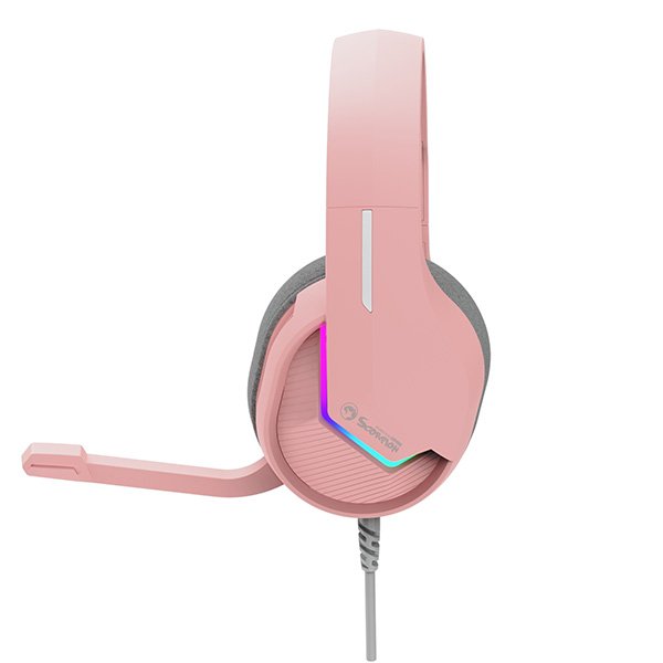 Marvo TACTIC 40 headphones with microphone, wire, pink, 2.0, backlighted, USB 2 Marvo TACTIC 40 headphones with microphone, wire, pink, 2.0, backlighted, USB - Image 2