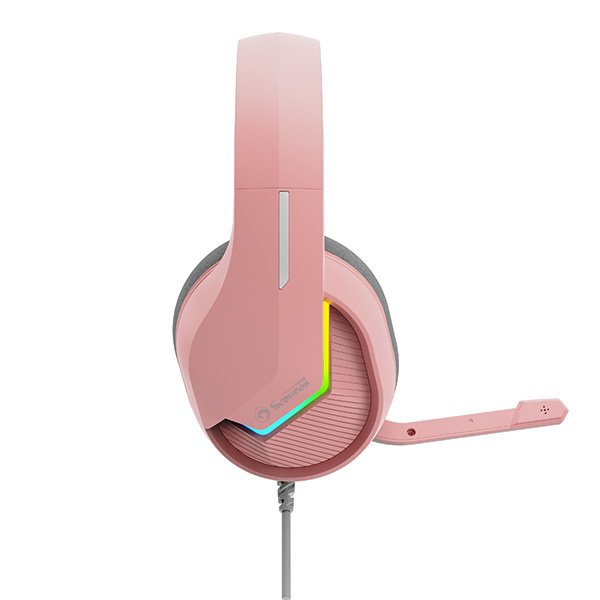 Marvo TACTIC 40 headphones with microphone, wire, pink, 2.0, backlighted, USB 3 Marvo TACTIC 40 headphones with microphone, wire, pink, 2.0, backlighted, USB - Image 3