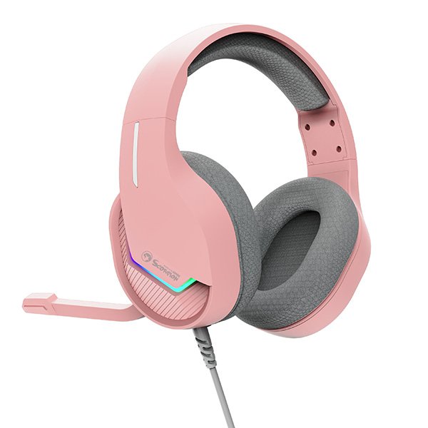 Marvo TACTIC 40 headphones with microphone, wire, pink, 2.0, backlighted, USB 4 Marvo TACTIC 40 headphones with microphone, wire, pink, 2.0, backlighted, USB - Image 4