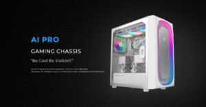 AI PRO ATX Mid-Tower Gaming PC Case with Tempered Glass Side Panel, ARGB Halo Front Panel & Type-C Front I/O 7 AI PRO 1