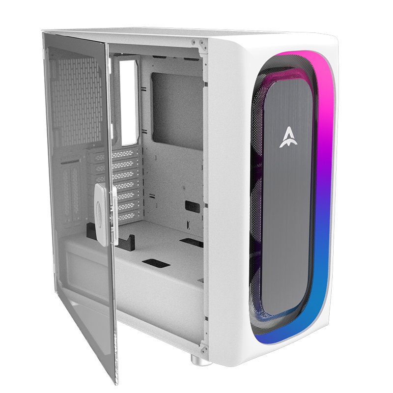 AI PRO ATX Mid-Tower Gaming PC Case with Tempered Glass Side Panel, ARGB Halo Front Panel & Type-C Front I/O 2 AI PRO ATX Mid-Tower Gaming PC Case with Tempered Glass Side Panel, ARGB Halo Front Panel & Type-C Front I/O - Image 2