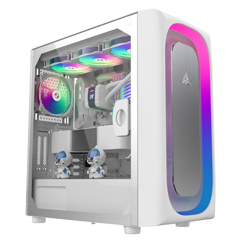 AI PRO ATX Mid-Tower Gaming PC Case with Tempered Glass Side Panel, ARGB Halo Front Panel & Type-C Front I/O 1 AI PRO PC case specification and dimension chart 485x225x465mm