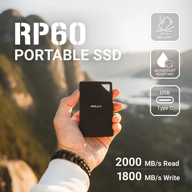 PNY RP60 1TB Portable SSD — USB 3.2 Gen 2x2 Type-C 2 PNY RP60 1TB Portable SSD — USB 3.2 Gen 2x2 Type-C - Image 2