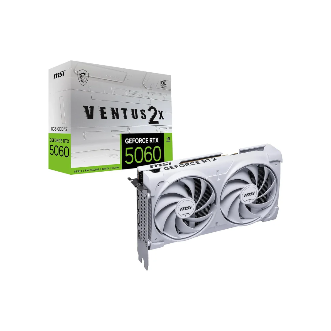MSI GeForce RTX 5060 8G VENTUS 2X OC White graphics card, dual-fan, 8GB GDDR7