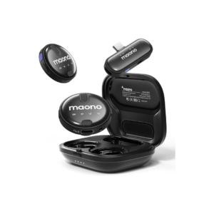 MAONO WM620 wireless lavalier microphone with USB-C receiver, dual transmitter kit