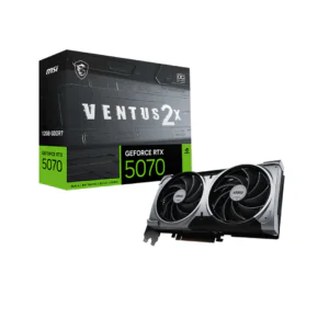 MSI GeForce RTX 5070 12G VENTUS 2X OC. 12GB GDDR7, PCIe 5.0, DLSS 4, TORX Fan 5.0 cooling. Strong 1440p gaming performance. Shop UAE with fast delivery.