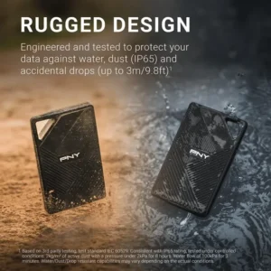 PNY RP60 1TB Portable SSD — USB 3.2 Gen 2x2 Type-C 6 PNY RP60 1TB portable SSD. USB-C, up to 2000MB/s read/1800MB/s write. IP65 rugged, drop-resistant. Works with PC, Mac, PS5, iPhone. Shop UAE.